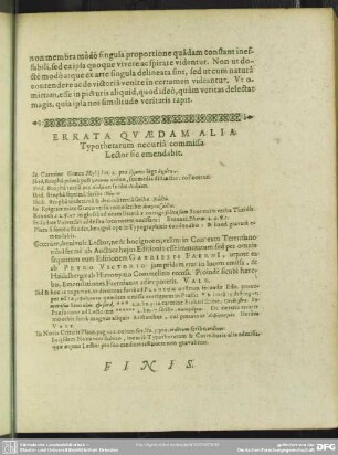 Errata Quaedam Alia Typothetarum necuria commissa Lector sic emendabit