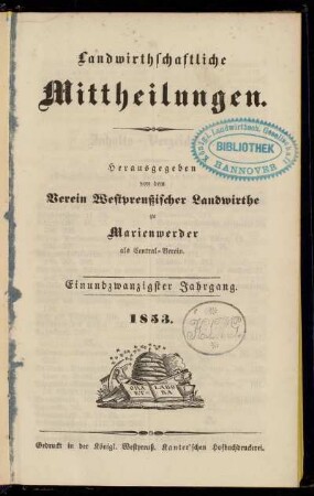21: Landwirthschaftliche Mittheilungen : Organ d. Hauptvereins Westpreußischer Landwirthe