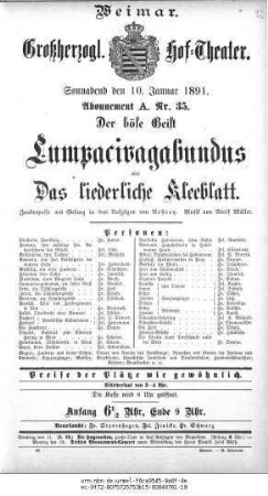Der böse Geist Lumpacivagabundus oder Das liederliche Kleeblatt