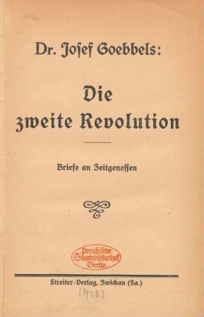 Die zweite Revolution : Briefe an Zeitgenossen