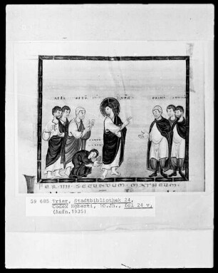 Codex Egberti — Heilung der blutflüssigen Frau, Folio 24verso