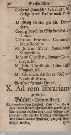 X. Ad rem librariam gehörige. Bücher-Commissarii