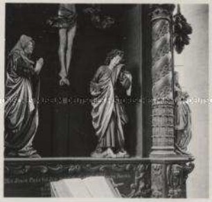 Nördlingen, Kirche St. Georg, Hochaltar, Heiliger Johannes und Heilige Maria