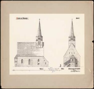 Kirche, Demnitz/Mark Umbau: Nordansicht, Ostansicht