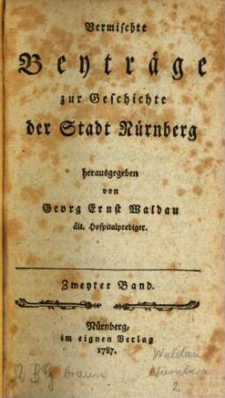 Beyträge zur Geschichte der Stadt Nürnberg, 2. 1787 = H. 9 - 16