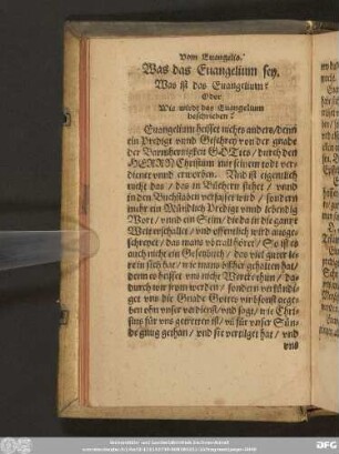 Was das Evangelium sey. Was ist das Evangelium? Oder Wie wirdt das Evangelium beschrieben?
