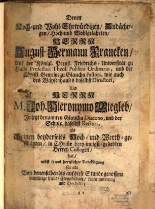 Ioh. Anastasii Freylinghausen, Past. Adjuncti zu St. Ulrich in Halle, Predigten über die Sonn- und Fest-Tages-Episteln : Zur Beförderung der Wahrheit, die da ist in Christo Jesu, herausgegeben, und Mit nöthigen Registern versehen