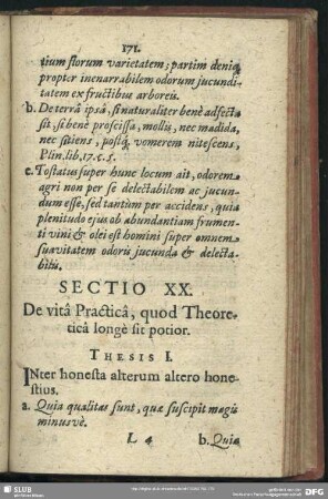 Sectio XX. De vita Practica, quod Theoretica longe sit potior
