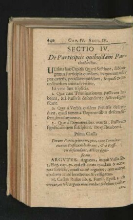Sectio IV. De Participiis quibusdam Particularibus.