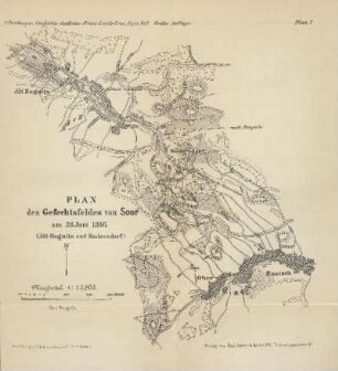 Karte: Plan 1. Plan des Gefechtsfeldes von Soor am 28. Juni 1866 (Alt-Rognitz und Rudersdorf)