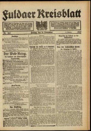 Ausgabe vom Freitag, den 16. November 1917.