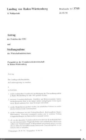 Antrag der CDU: Fremdenverkehrswirtschaft