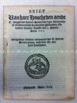 Schreiben von Erzherzog Albrecht von Österreich mit der ersten formellen Anerkennung der niederländischen Unabhängigkeit