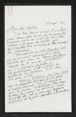 Brief von Louis Gillet an Gerhart Hauptmann