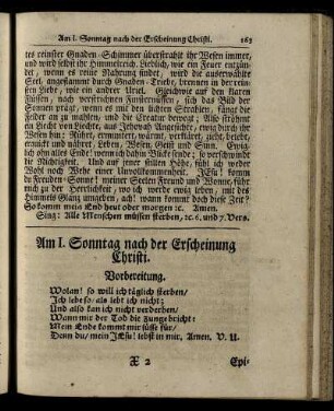 Am I. Sonntag nach der Erscheinung Christi – Am V. Sonntag nach dem Fest der Erscheinung Christi