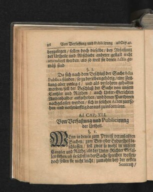 Ad Cap. XLI. Von Verfaßung und Publicirung der Urtheil. § I. - 9.