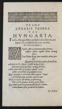 Prima Legalis Tessera Pro Hungaria.