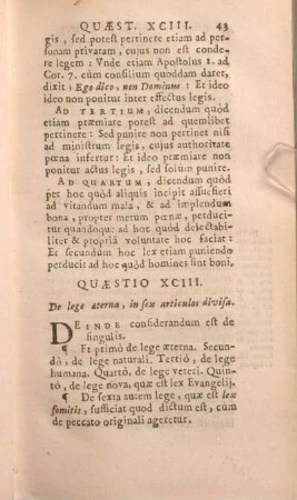 Quaestio XCIII. De lege aeterna, in sex articulos divisa.