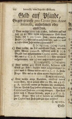 [Interesse, von Deposito-Geldern.] - Reductio Terminorum. Oder: Vereinigung unterschiedlicher Zahlungs-Terminen.