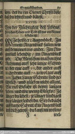 XXVIII. Von der Flüchtigkeit deß Lebens