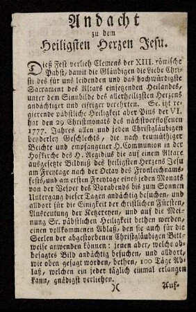 Andacht zu dem Heiligsten Herzen Jesu