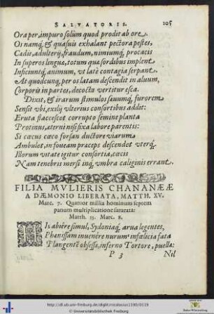 Filia mulieris chananae a daemonio liberata
