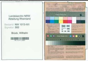 Entnazifizierung Wilhelm Brock , geb. 13.07.1900 (Betriebsingenieur)