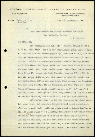 M. Schede an DAI Athen