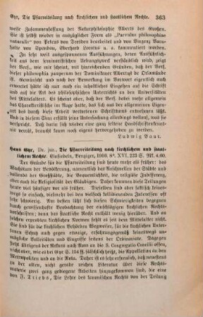 363-364 [Rezension] Gyr, Hans, Die Pfarreiteilung nach kirchlichem und staatlichem Rechte