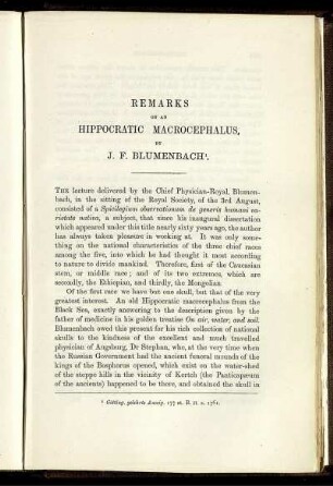 Remarks on an Hippocratic Macrocephalus