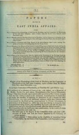 Papers relating to East India affairs : viz. No. 1 Copies of the proceedings .. dated Nov. 1797