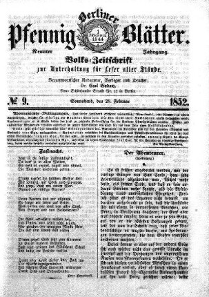 No. 9, Sonnabend, den 28. Februar