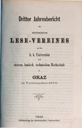 Jahresbericht des Akademischen Lese-Vereines in Graz. 3. 1870