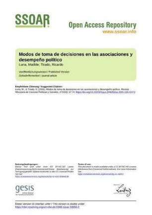 Modos de toma de decisiones en las asociaciones y desempeño político