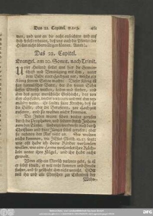 Das 22. Capitel. Evangel. am 20. Sonnt. nach Trinit.