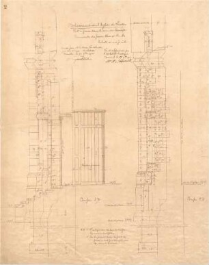 Schmidt, Heinrich von; Brüssel - Laeken (Belgien); Eglise Notre Dame, Portal und Turm - Schnitte