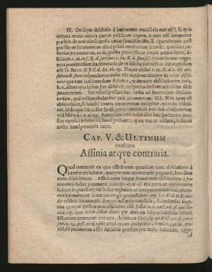 Cap. V. & Ultimum continens Affinia atque contraria.
