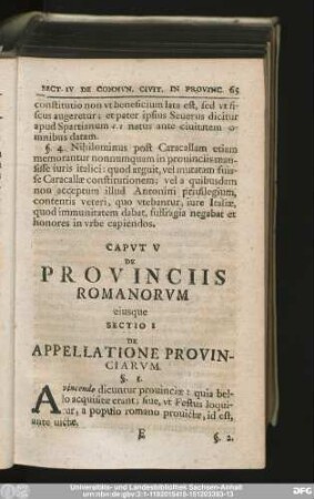 Sectio I De Appellatione Provinciarum.