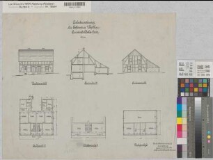 Wocklum (Balve) Ökonomie Arbeiterwohnung Ansichten, Schnitte, Grundrisse 1906 1 : 100 48,5 x 58 Zeichnung Landsberg-Velensches Baumat Landsberg-Velen