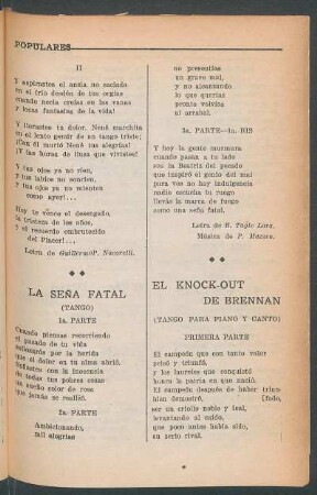 El knock-out de brennan : (Tango para piano canto)