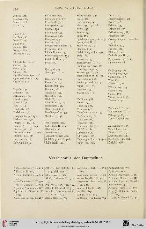 Verzeichniss der Baumeister