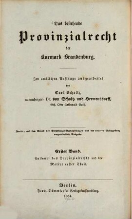 Das bestehende Provinzialrecht der Kurmark Brandenburg, I,1