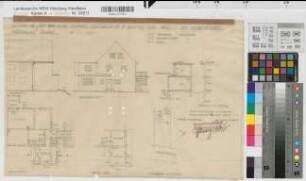 Münster (Münster) Anbau Wohnhaus Goldstraße Grundriß, Ansicht, Lageplan, Schnitt 1932 1 : 100/500 33 x 50 Zeichnung Wohnstättengesellschaft Münsterland Wohnungsgesellschaft Münsterland