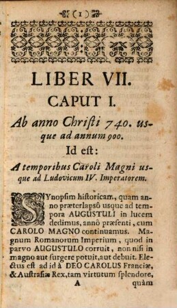 Synopsis Historiae Universalis. [2], A temporibus Caroli Magni usque ad Carolum VI. Augustissimum Caesarem