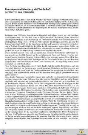 Kenzingen und Kirnburg als Pfandschaft der Herren von Hürnheim