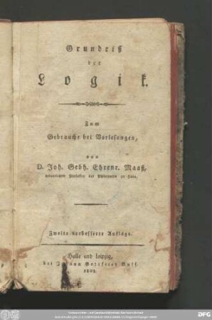 Grundriß der Logik : Zum Gebrauche bei Vorlesungen