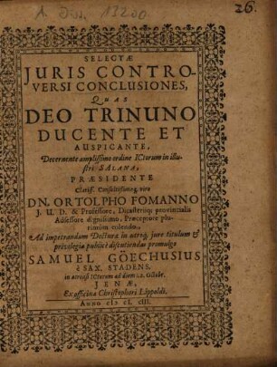 Selectae Iuris Controversi Conclusiones