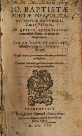 Magiae naturalis libri viginti