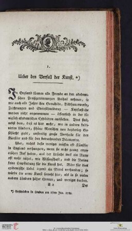 Ueber den Verfall der Kunst
