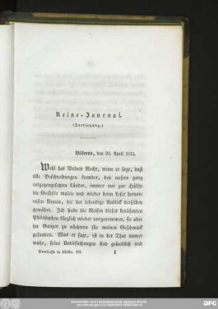 Reise-Journal. (Fortsetzung.)